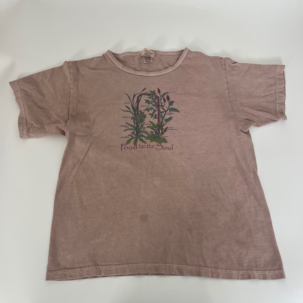 Earth Creations Food for the Soul Botanical Graphic T-Shirt Mauve Pink Large